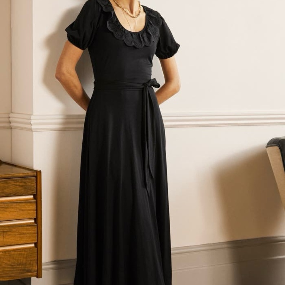 NWT Boden Trim Detail Jersey Midi Dress in Black 6